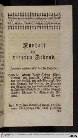 Innhalt des vierten Zehend
