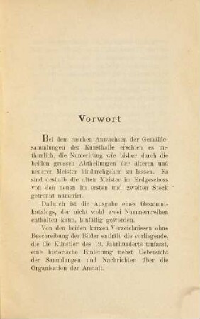 Verzeichniss der Gemälde neuerer Meister : Kunsthalle zu Hamburg. Geschichte und Organisation der Kunsthalle
