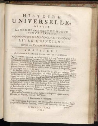 Livre Quinzieme. Histoire des Tartares Orientaux.