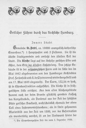 Örtlicher Führer durch das kirchliche Hamburg.