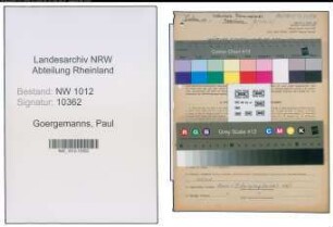 Entnazifizierung Paul Goergemanns , geb. 28.02.1887 (Lehrer)