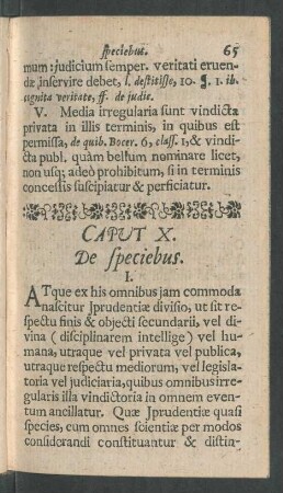 Caput X. De speciebus.