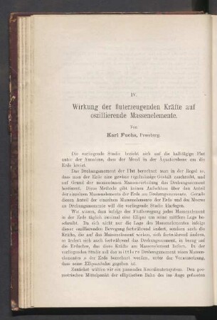 IV. Wirkung der fluterzeugenden Kräfte auf oszillierende Massenelemente