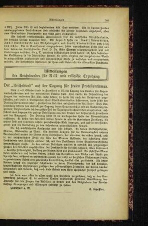 Mitteilungen des Reichsbundes für R.-U. und religiöse Erziehung : der "Reichsbund" auf der Tagung für freien Protestanismus