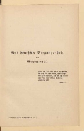 Aus deutscher Vergangenheit und Gegenwart