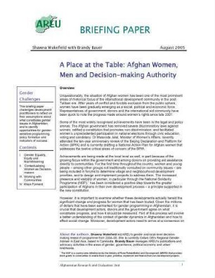 A place at the table : Afghan women, men and decision-making authority