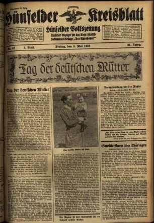 Erste Ausgabe vom Freitag, den 08. Mai 1936.