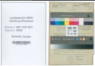 Entnazifizierung Gustav Schmidt , geb. 28.02.1901 (Buecherrevisor)
