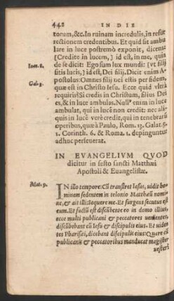 In Evangelium Quod dicitur in festo sancti Matthaei Apostoli & Evangelistae.
