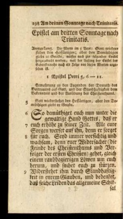 Epistel am dritten Sonntage nach Trinitatis