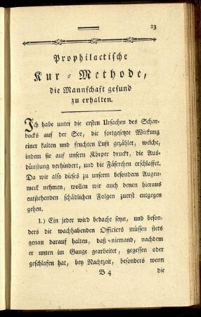 Prophilactische Kur- Methode, die Mannschaft gesund zu erhalten.