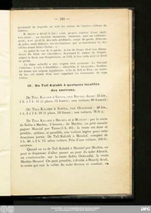 IV. De Tell Kalakh à quelques localités des environs.