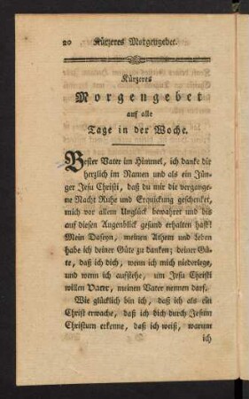 20-25, Kuerzeres Morgengebet auf alle Tage in der Woche; ...