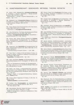 IV. Kunstwissenschaft. Geschichte. Methode. Theorie. Ästhetik