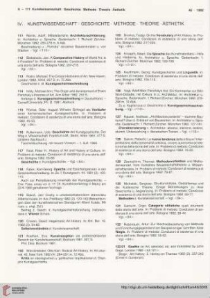 IV. Kunstwissenschaft. Geschichte. Methode. Theorie. Ästhetik