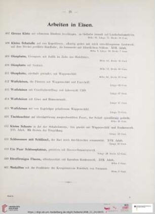 Arbeiten in Eisen (Nr. 407 - 421)