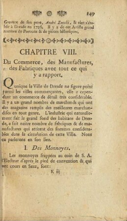 Chapitre VIII. Du Commerce, des Manufactures, des Fabriques avec tout ce qui y a rapport