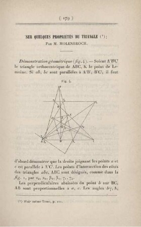 Sur quelques propriétés du triangle. [Fortsetzung]