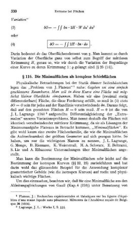 § 116. Die Minimalflächen als komplexe Schiebflächen