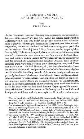 Die Entstehung der Einheitsgemeinde Hamburg