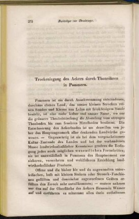 Trockenlegung des Ackers durch Thonröhren in Pommern.