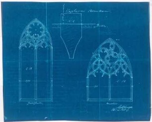 St. Marien, Herne-Baukau Erweiterung und Neubau von Kaplanei und Schwesternhaus: Ansichten und Details der Giebelfenster der Kaplanei 1:10