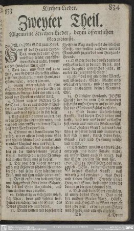 Zweyter Theil. Allgemeine Kirchen-Lieder, beym öffentlichen Gottesdienste