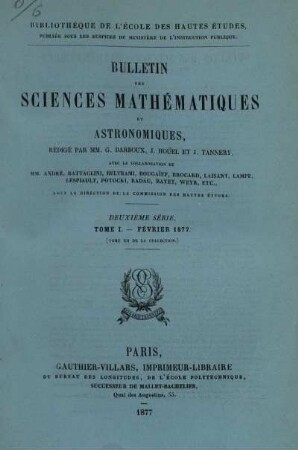 Tome I. - Fevrier 1877.