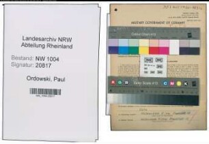 Entnazifizierung Paul Ordowski , geb. 07.02.1914 (Techn.Angestellter)