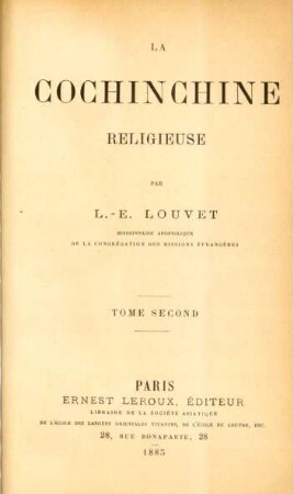 T. 2: La Cochinchine religieuse