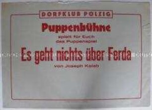 Maueranschlag mit der Ankündigung eines Puppentheaters