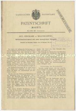 Patentschrift eines Reflexionsinstrumentes mit zwei beweglichen Spiegeln, Patent-Nr. 41573