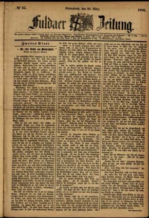 Ausgabe vom Samstag, den 20. März 1886.
