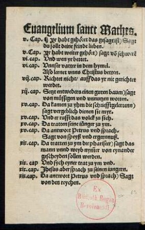 Evangelium sanct Mathes.