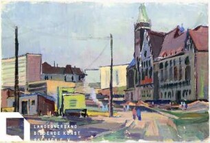 Rathaus mit Baustelle Zentralhaltestelle