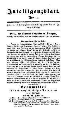 1: Pädagogische Revue. Intelligenzblatt zur Pädagogischen Revue - 1.1840