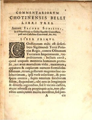 Commentariorum Chotinensis belli libri tres : opus posthumum