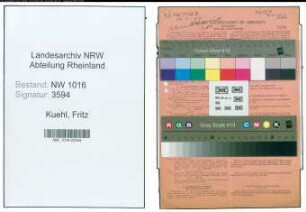 Entnazifizierung Fritz Kuehl , geb. 21.05.1896 (Zollbeamter)