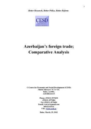 Azerbaijan’s foreign trade : comparative analysis