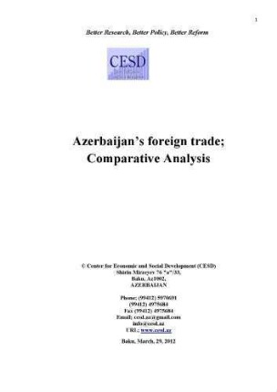 Azerbaijan’s foreign trade : comparative analysis