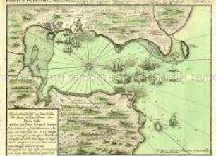 #Portus Pulchri in Isthmo Panamensi/ Grundriß der Stadt Portobelo, des Hafens und der Forts 1740