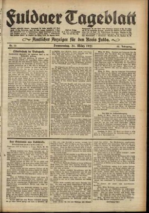 Ausgabe vom Donnerstag, den 31. März 1921.