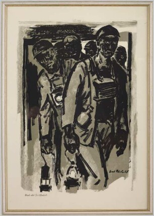Lithografie "Nach der Seilfahrt"