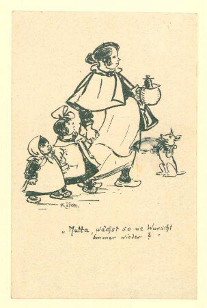 Eigenhändige von Ansichtskarte Margarete Zille u. a. m.e.U. an Marianne Zöllner betr. Todestag von Heinrich Zille; Treffen bei Erich Zöllner (Bruder)