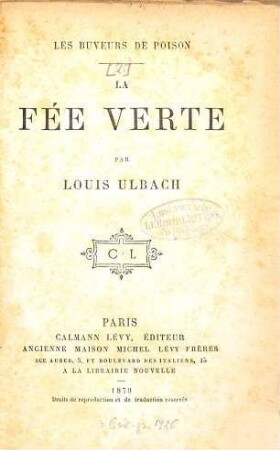 Les buveurs de poison : Par Louis Ulbach, 2