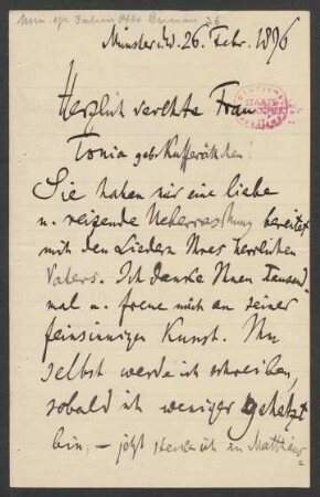 Brief an Antonie Speyer : 26.02.1896
