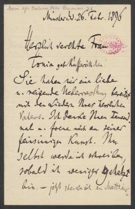 Brief an Antonie Speyer : 26.02.1896