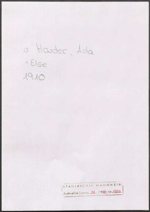Harder, Ada und Ilse von, Mannheim, an Wichert