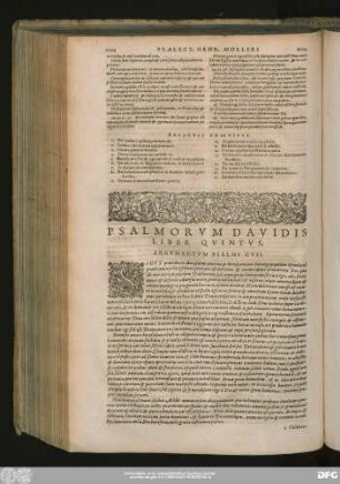 Psalmorum Davidis Liber Quintus.