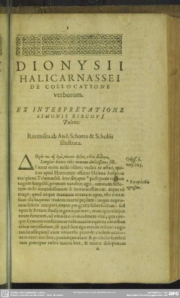 Dionysii Halicarnassei De Colocatione verborum